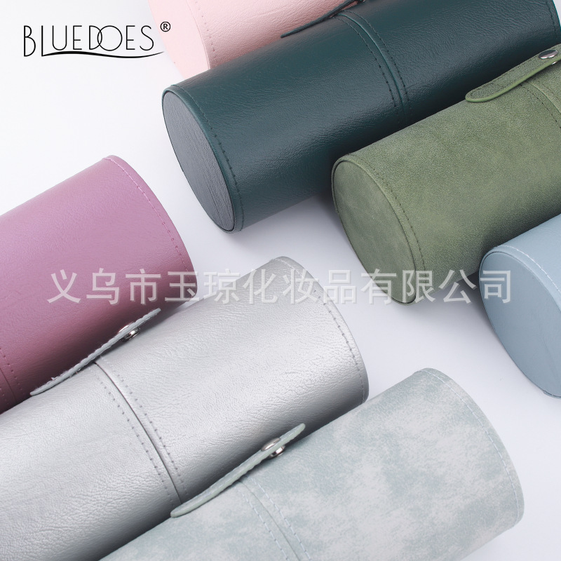 Pincel de maquillaje cubo PU cuero verde nube verde rosa cielo cepillo cubo portátil multifuncional cepillo de maquillaje Cubo de almacenamiento al por mayor