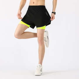 防走光双层运动健身跑步短裤快干三分马拉松长跑裤