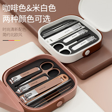 跨境新款防飞溅指甲刀套装 高档手提式盒装指甲钳挖耳勺修甲套装