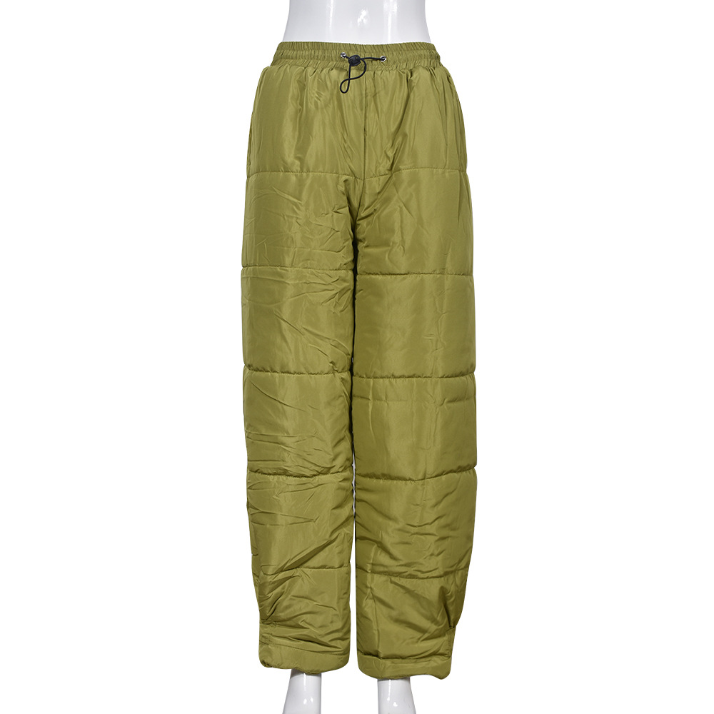8743PD nazada otoño europeo y americano nuevos pantalones de algodón caliente acolchado cordón bolsillo elástico cintura Velcro pantalones de algodón image 9