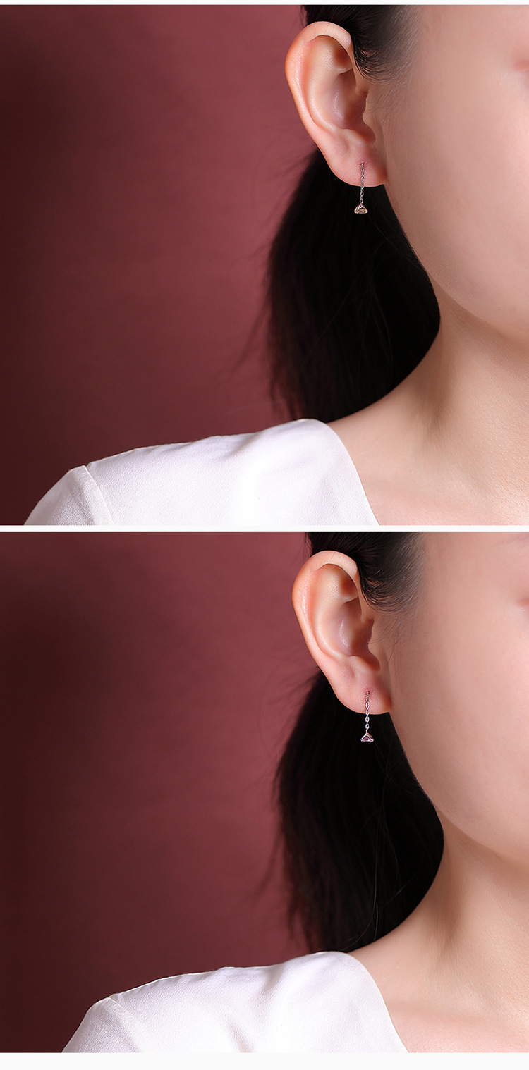 Bông tai bạc S925 hình học tròn đính đá citrine vàng đơn giản cá tính — Mẫu vàng Citrine chi tiết 8