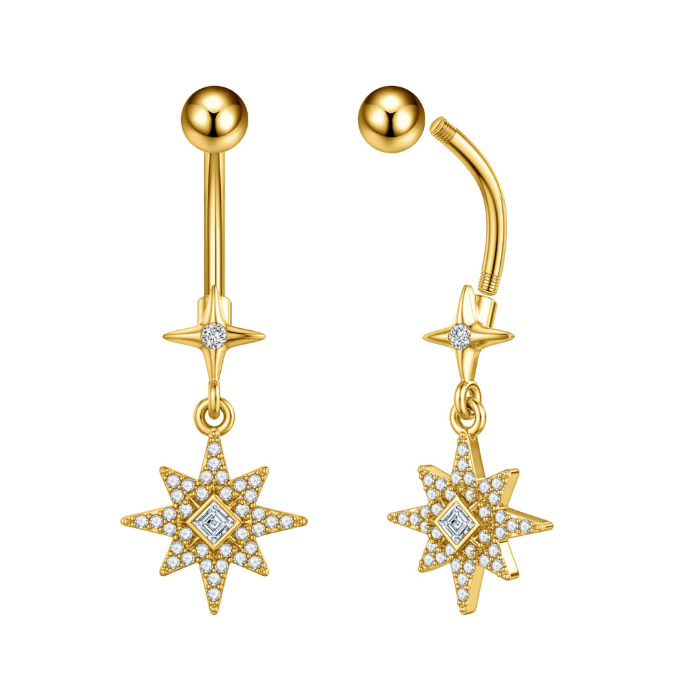 5g Weight Zircon Inlay Material Belly Ring Classification 1 Piece Quantity Casual, Bar Occasion 316 Stainless Steel Material Star, Flower, Butterfly Pattern All Seasons Season Unisex Gender Plating Design Hip-Hop, Simple Style, Cool Style Style 1 Piece 316 Stainless Steel Zircon Belly Rings Star Flower Butterfly Unisex 13