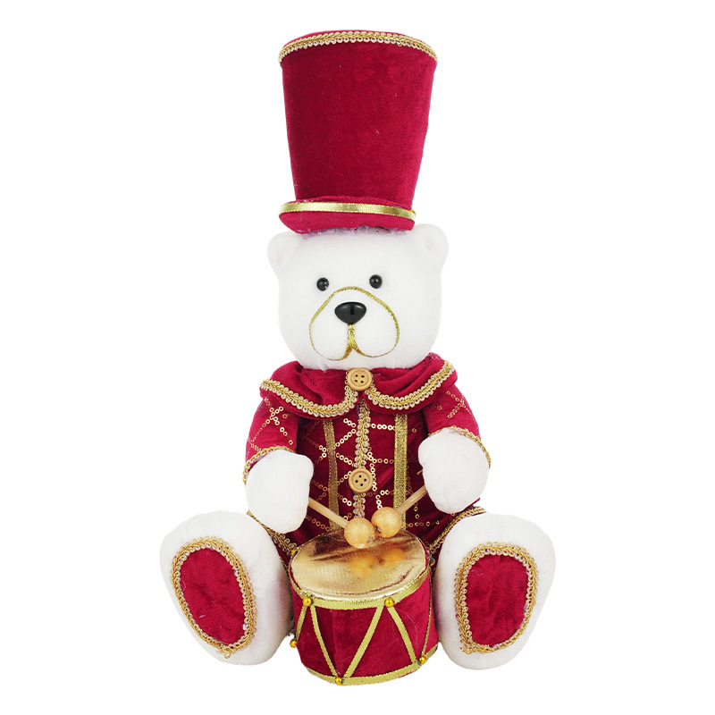 Rojo y blanco tela de peluche banda de espuma osos alces decoración de mesa muñeca muñeca