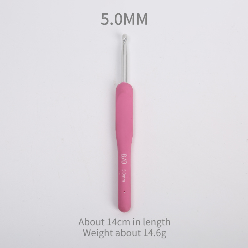 Fabricante rosa mango suave hilo de ganchillo tejido de ganchillo de una sola cabeza sólido TPR hilo de ganchillo sombrero muñeca gancho puntada