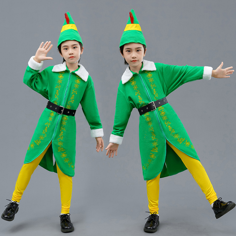 2023 nuevos niños de la Navidad ropa princesa vestido Otoño e Invierno manga larga engrosada elfo rendimiento los hombres