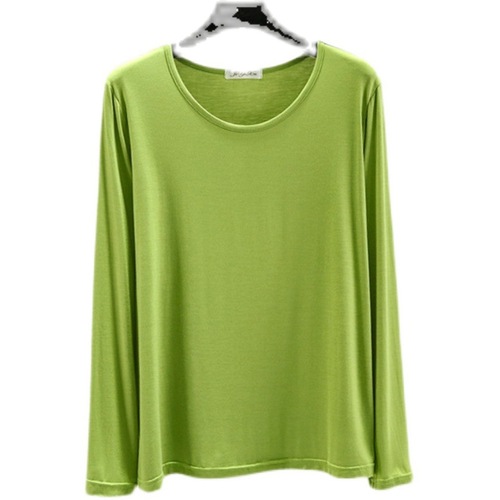 Round Neck Loose Modal Autumn Women's Plus Size Long Sleeve T-Shirt Winter Simple Base Shirt Plain Color Thin Top