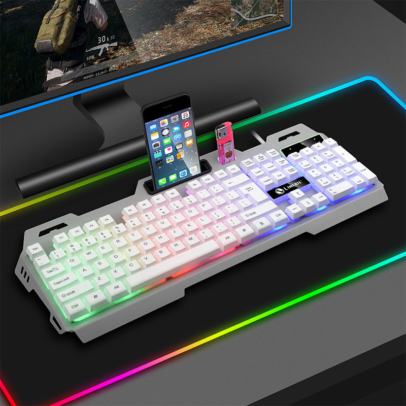 力マグネシウムT19金属発光パソコン用キーマウスセットゲームカラフルバックライト機械手触りキーボードマウス|undefined