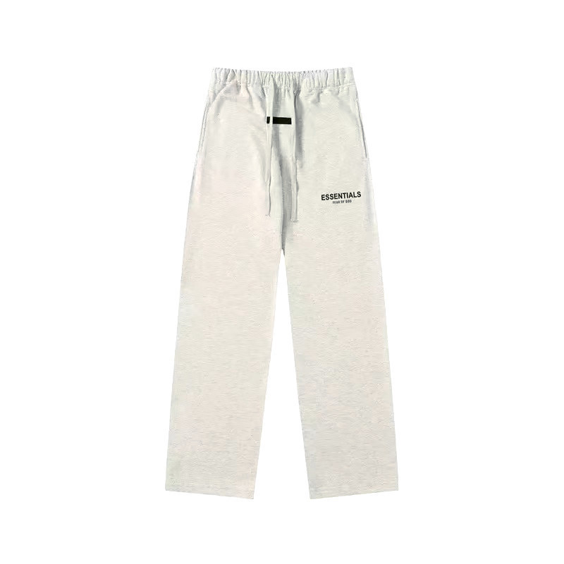 Flocked straight-leg pants in oatmeal color / S