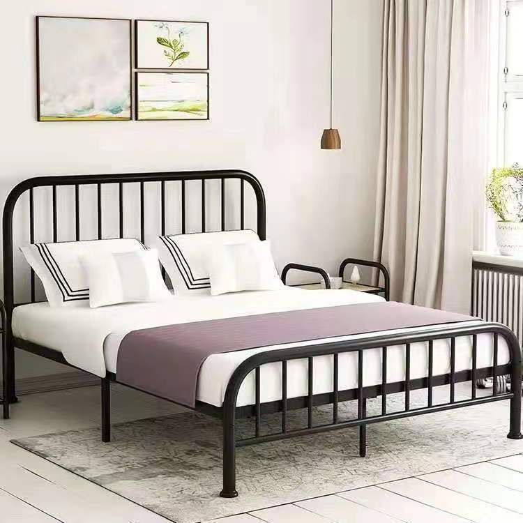 Wrought Iron Bed Extra Thick Reinforced 1.8m Double Bed Iron Bed Single 1m Iron Frame Bed Dormitory Modern Simple Internet Celebrity Bed
