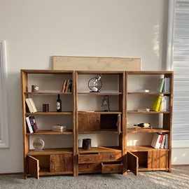 实木书柜老榆木博古架多宝阁原木禅意置物架茶具茶叶展示柜收纳架