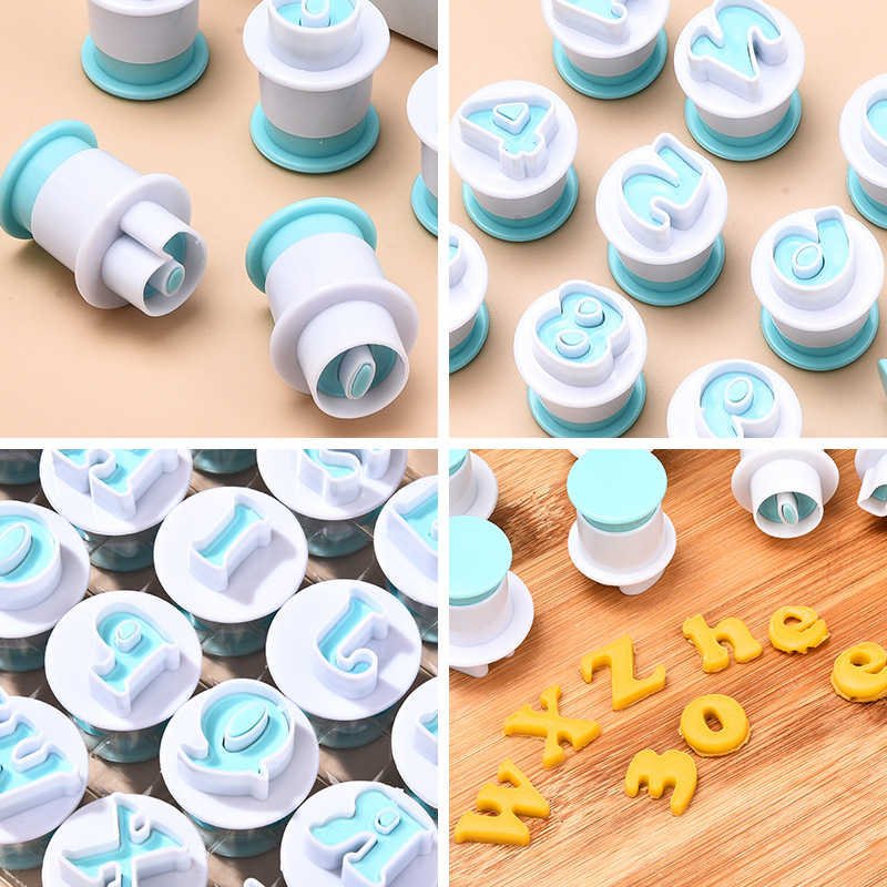 26 piezas caso plástico carta número galleta molde fondant cake molde para hornear herramientas de decoración image 3