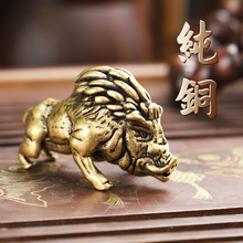 新款复古小野猪做旧工艺品纯铜动物人物小摆件铜雕茶宠黄铜艺术品