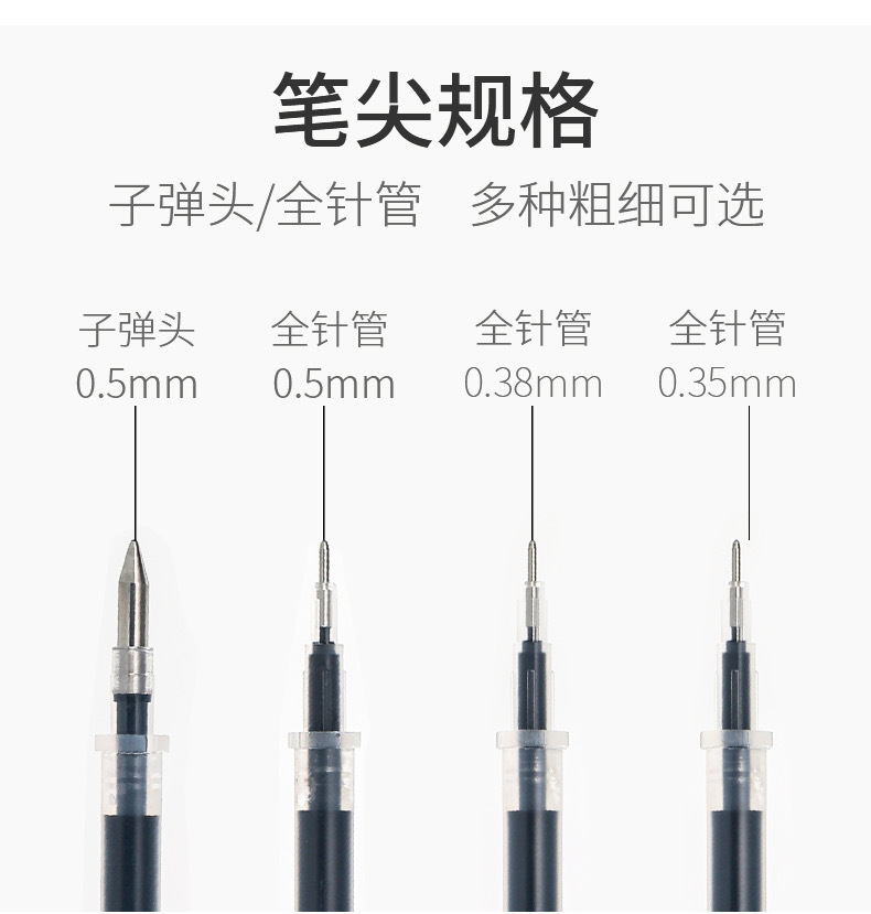晨光007笔芯0.5mm子弹头 全针管 签字笔中性笔替芯按动G5笔芯20支-阿里巴巴