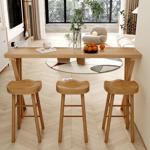 Carefully Selected Solid Wood Bar Table for Home Living Room Partition Balcony Wall High Narrow Table Milk Tea Shop Long Table