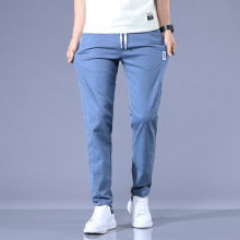 夏季薄款商务休闲裤男士青年宽松弹力休闲长裤子男款系带束腰批发