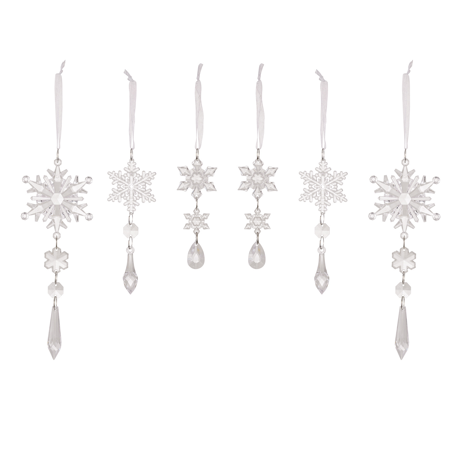 6PCS Christmas decoration supplies creative Christmas acrylic snowflake pendant Christmas tree pendant ice simulation snowflake_voghion.com