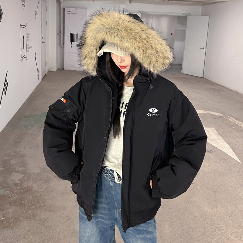 2025 invierno nuevo estilo coreano suelto calentamiento cuello de cabello casual parque ropa de algodón mujer engrosado diseño chaqueta de algodón image 2