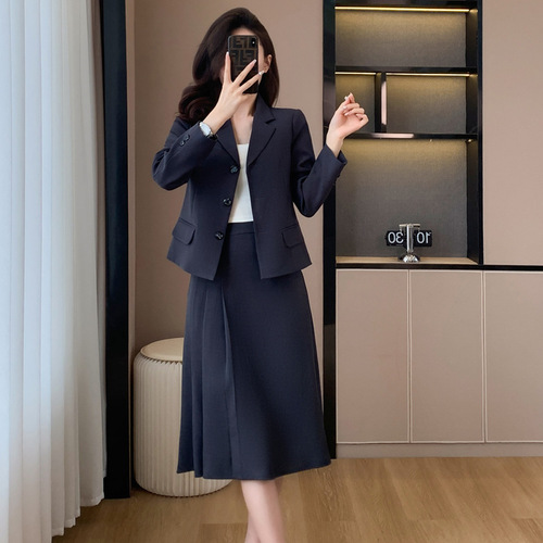Black suit skirt suit for women spring 2024 new teaching interview work clothes small formal suit