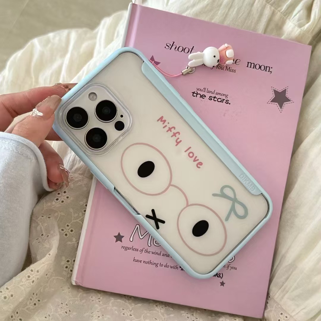 Funda de gafas divertidas y lindas para conejo iphone15 soporte abatible 16ProMax funda para teléfono móvil Apple 14 hembra 16