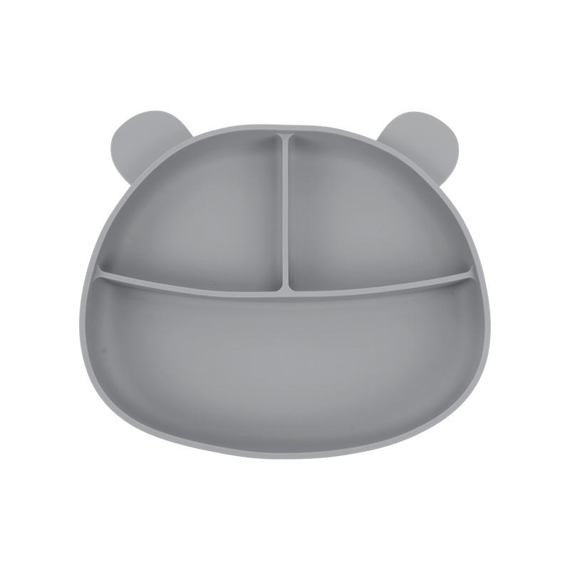 邦興新品帶吸盤小熊餐盤硅膠兒童餐具現(xiàn)貨深圳廠貨寶寶家用分格盤