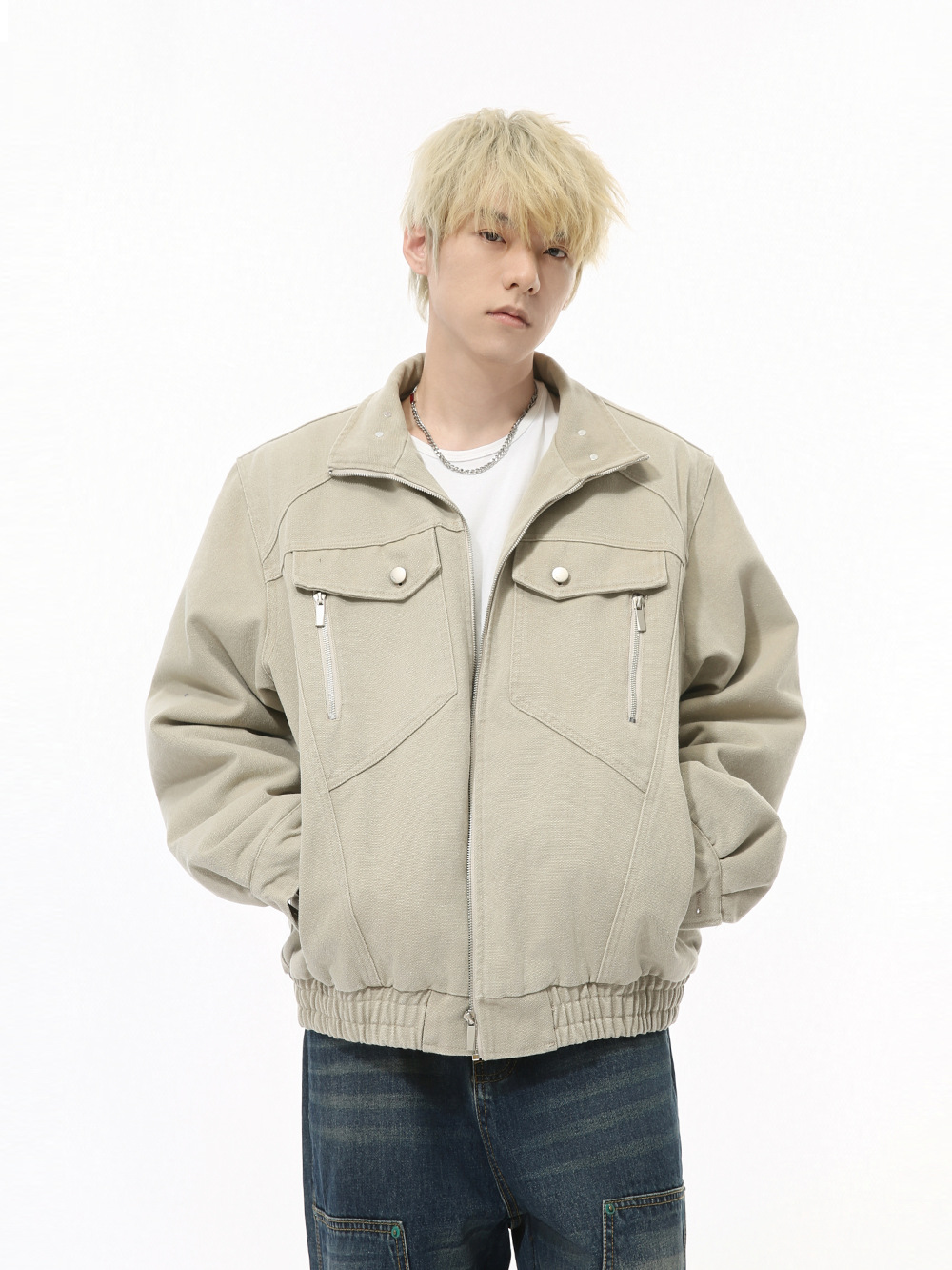 MTLCLOTHES Hombres| Nuevos productos de otoño coreanos pequeños perfumes de peluche caliente solapa corta chaqueta simple de moda