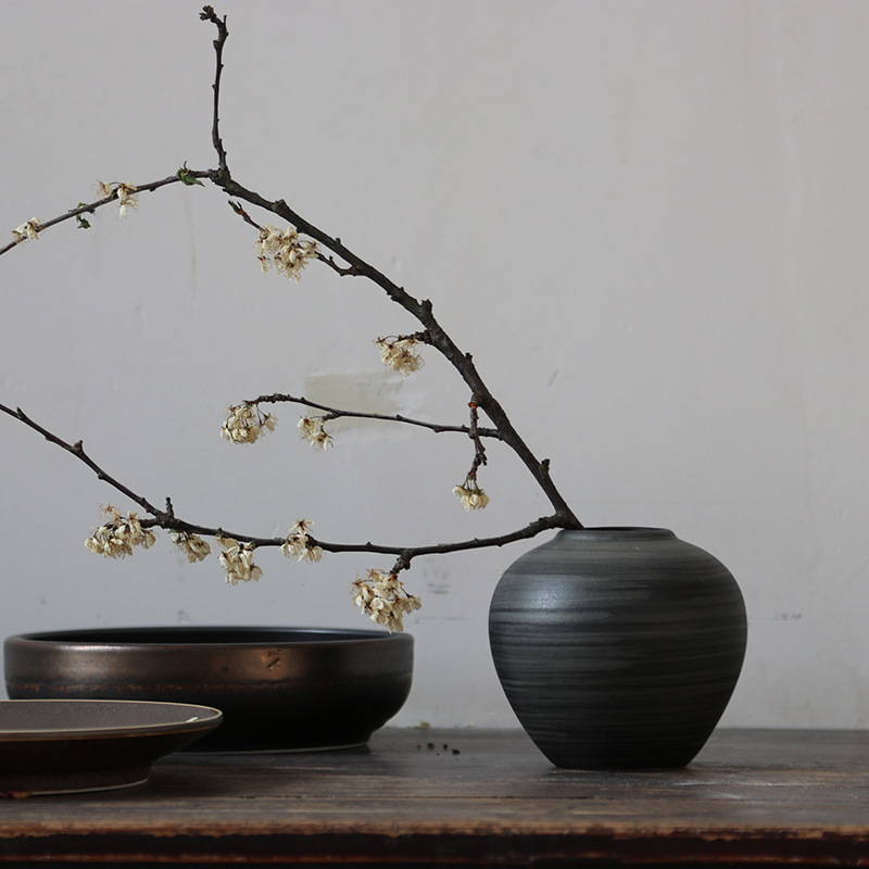 Jingdezhen Ceramic Flower Bottle Silent Wind Ornaments Living Room Decorative Hydroponic Flower-arranging Container Retro Ceramic Pot White Vase