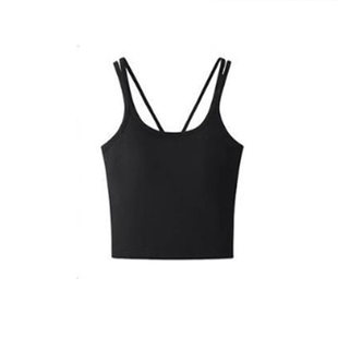 Cotton tank top, top with cups, base bra for yoga, beautiful back
