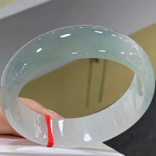 缅甸翡翠玉手镯女真货冰种油青飘花浅绿色翡翠处理玉镯热卖款批发