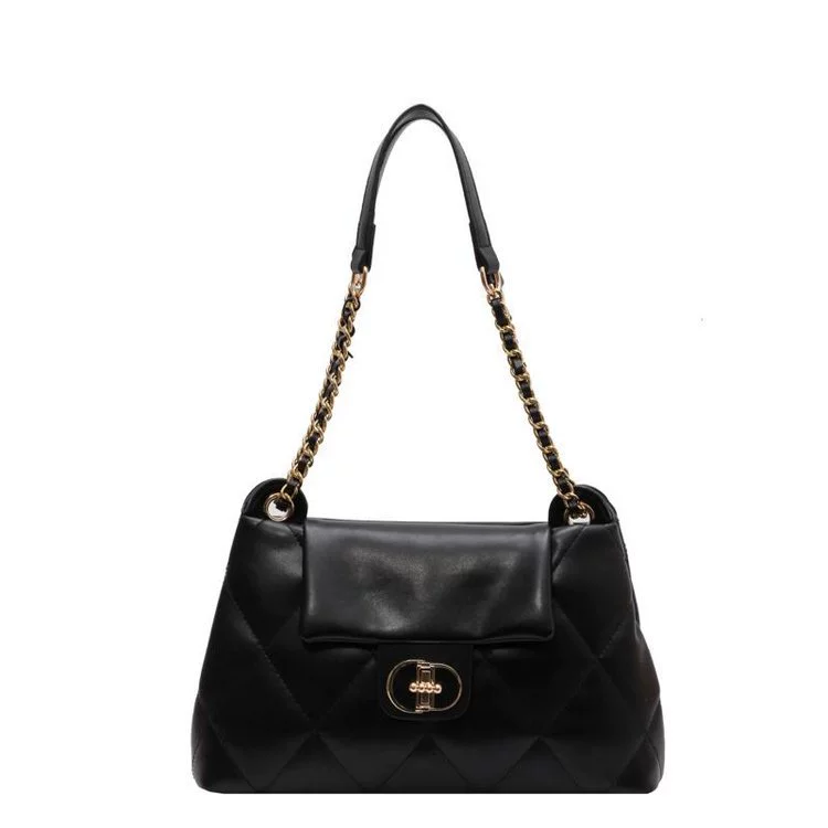 Capacious shoulder bag, summer one-shoulder bag with diamond pattern, 2023, chain bag