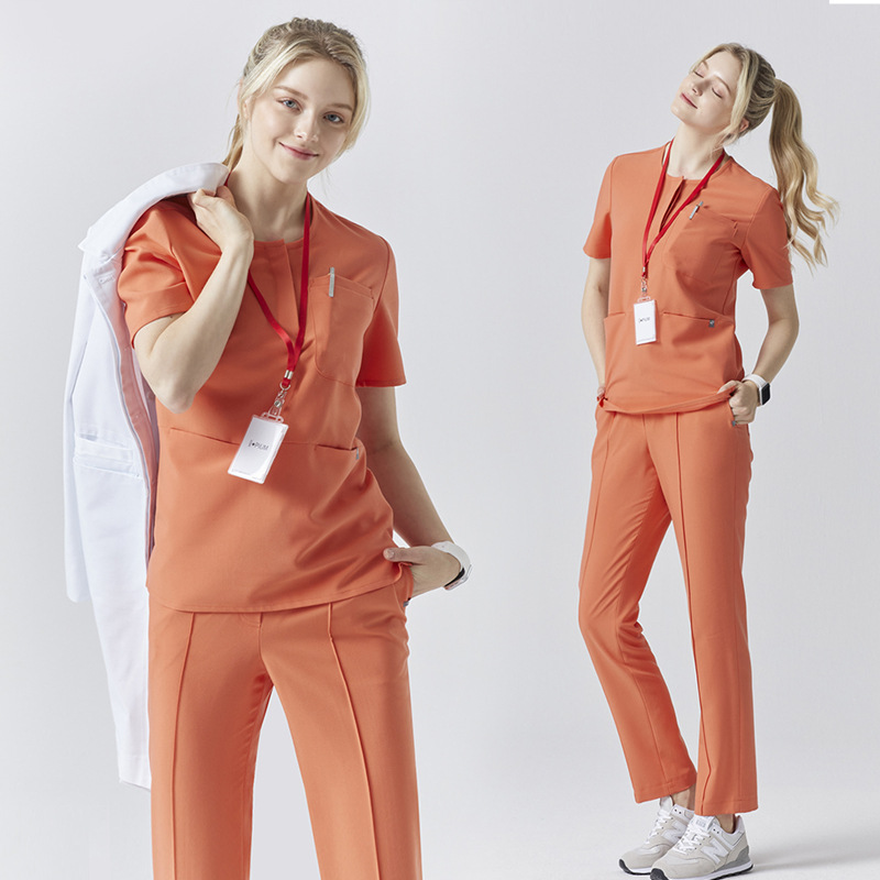 Korean-style Nurse Uniform Summer Short-sleeved Surgical Clothes Split suit Doctor's Work Clothes Hand-washing Clothes Pet Hospital Clothes