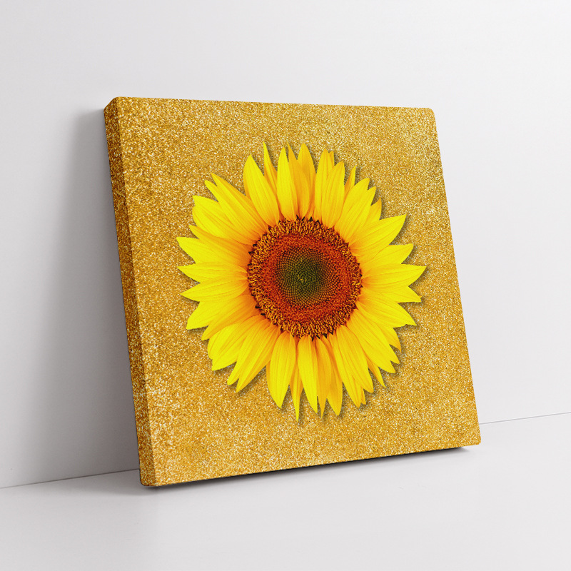 Pintura decorativa coreana girasol Sala de estar moderna y simple flores de sol colgando pintura mural del dormitorio del restaurante pintura cuadrada sin marco