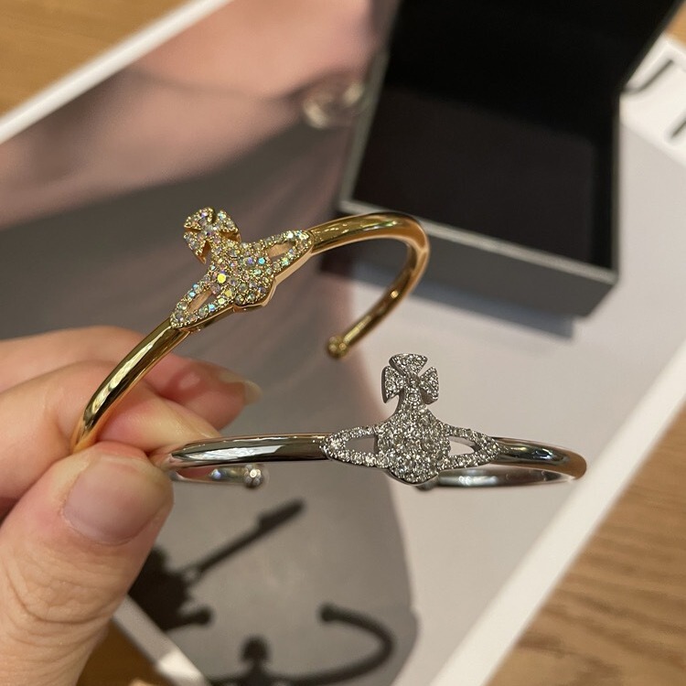 In stock vivienne Empress Dowager women's bracelet full diamond Saturn open mouth light luxury bracelet gift birthday gift