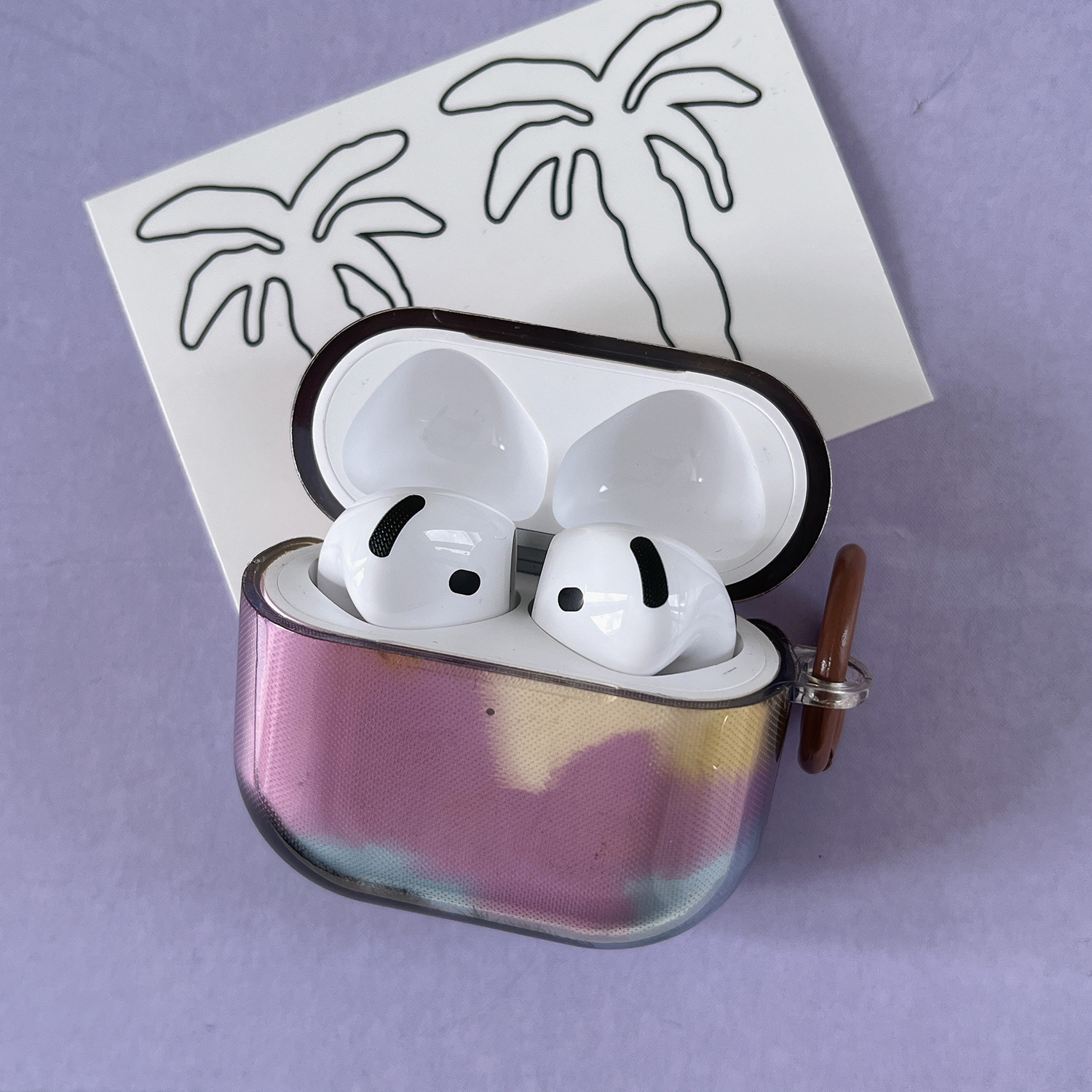 El bloque de color teñido púrpura simple de nicho es adecuado para Airpods nuevo estuche para auriculares de 3/4 generación Pro2 airpods femenino 1/2