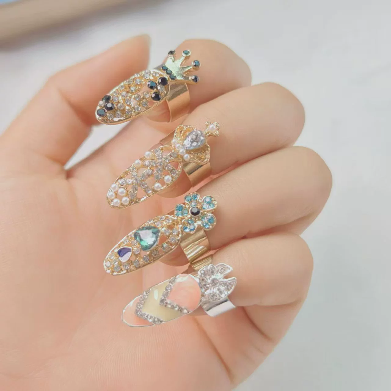 Модное металлическое медное безвредное регулируемое кольцо для маникюра для ногтей, европейский стиль, простой и элегантный дизайн