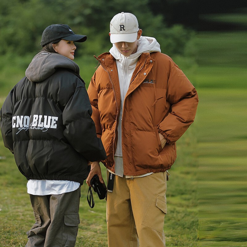 American-Style Trendy Brand Oversize Stand-Up Collar Cotton Jacket for Men, New Winter Model, Student Fake Two-Piece Thickened Cotton Coat, Couple's Cotton Jacket American-Style Trendy Brand Oversize Stand-Up Collar Cotton Jacket for Men, New Winter Model, Student Fake Two-Piece Thickened Cotton Coat, Couple's Cotton Jacket