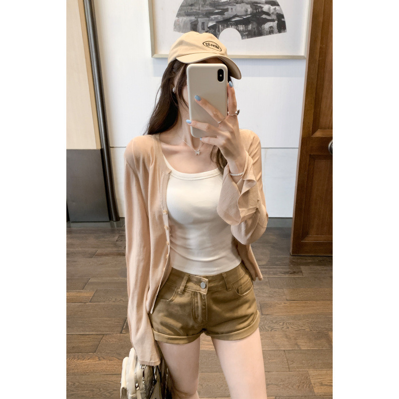 热销莱赛尔天丝薄款长袖针织开衫女夏配吊带外搭防晒外套上衣|undefined