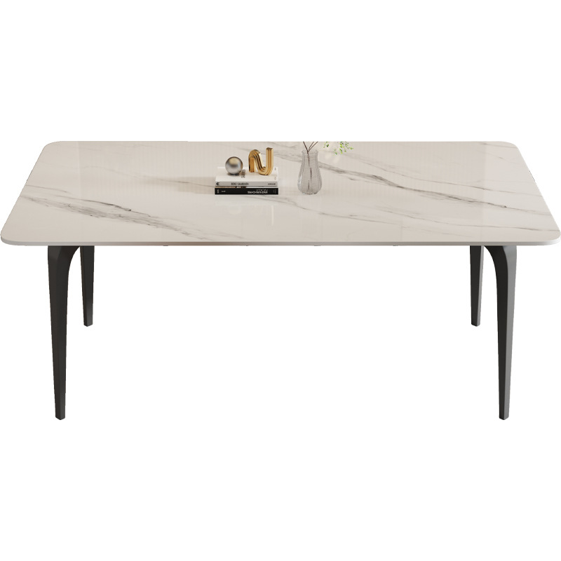 Mesa y silla de comedor de tabla de roca italiana simple estilo doméstico pequeño estilo moderno lujoso rectangular pierna de elefante mesa de comedor de alta gama