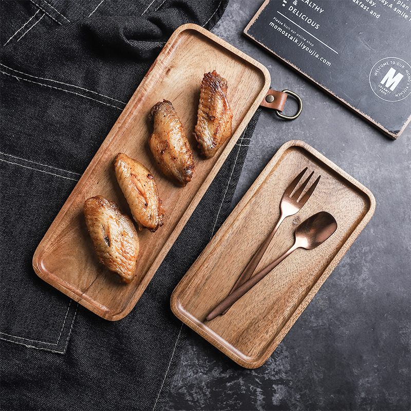 Plato de postre de sushi de madera de estilo japonés bandeja de madera maciza plato cuadrado de acacia plato de desayuno plato de madera rectangular plato de fruta seca