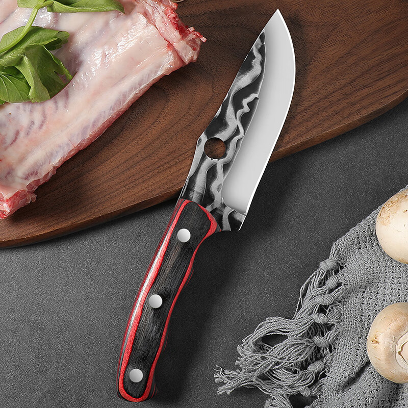 Cortador de corte de carne de cordero multiuso cuchillo de mano roja cuchillo de martillo al aire libre forjado corte de carne mongola hueso