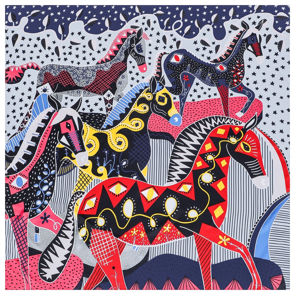160g Weight Silk Scarf Classification Holiday, Banquet, Daily Occasion Women's Elegant Business Basic Horse Satin Printing Silk Scarf