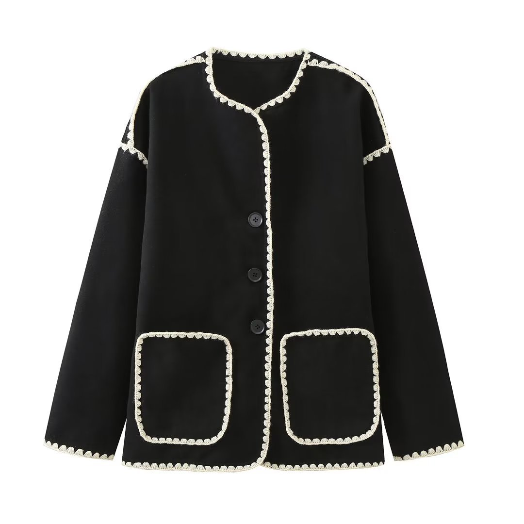 Abbigliamento donna autunno piccolo profumo stile contrasto colore temperamento casual con sciarpa cappotto giacca di lana bifacciale_voghion.com