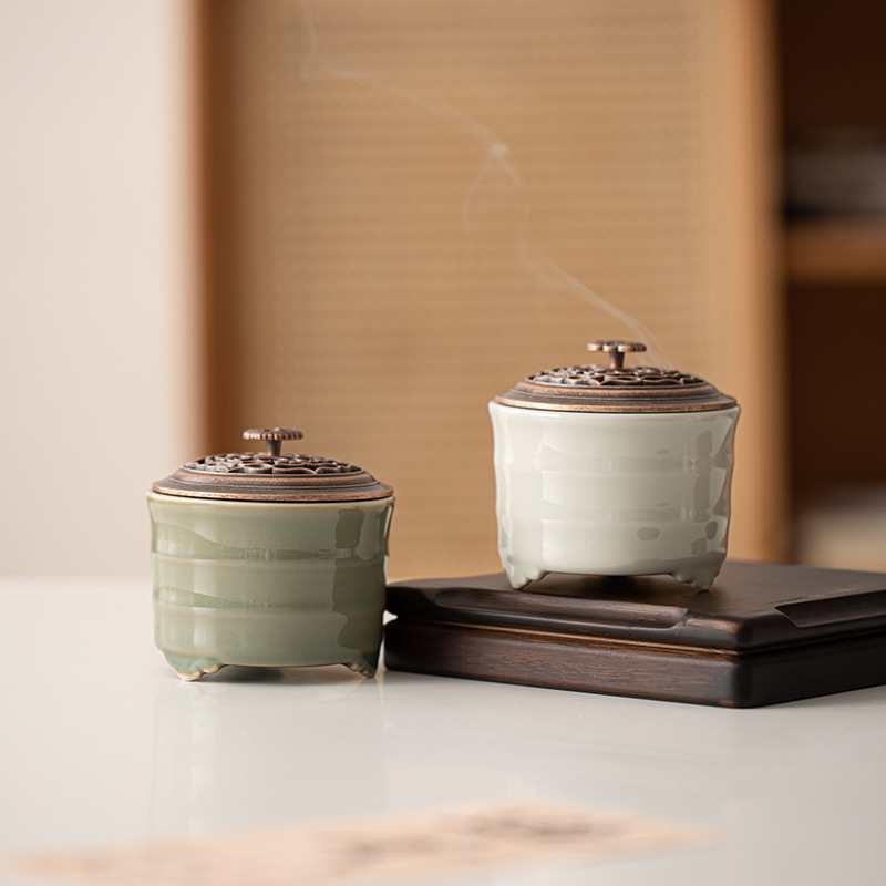 Yuyao Celadon Ganoderma курильница маленькая керамическая курильница ладан плитка ладан рабочий стол декоративные аксессуары для благовоний в подарочной коробке