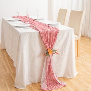 Cross-border Bohemian Table Runner Ins Wrinkled Table Runner Translucent Table Towel Cheese Tablecloth Wedding Table Top Decoration