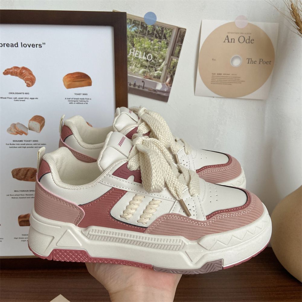 Women's Casual Sneakers Thick Sole Versatile White Shoes_voghion.com