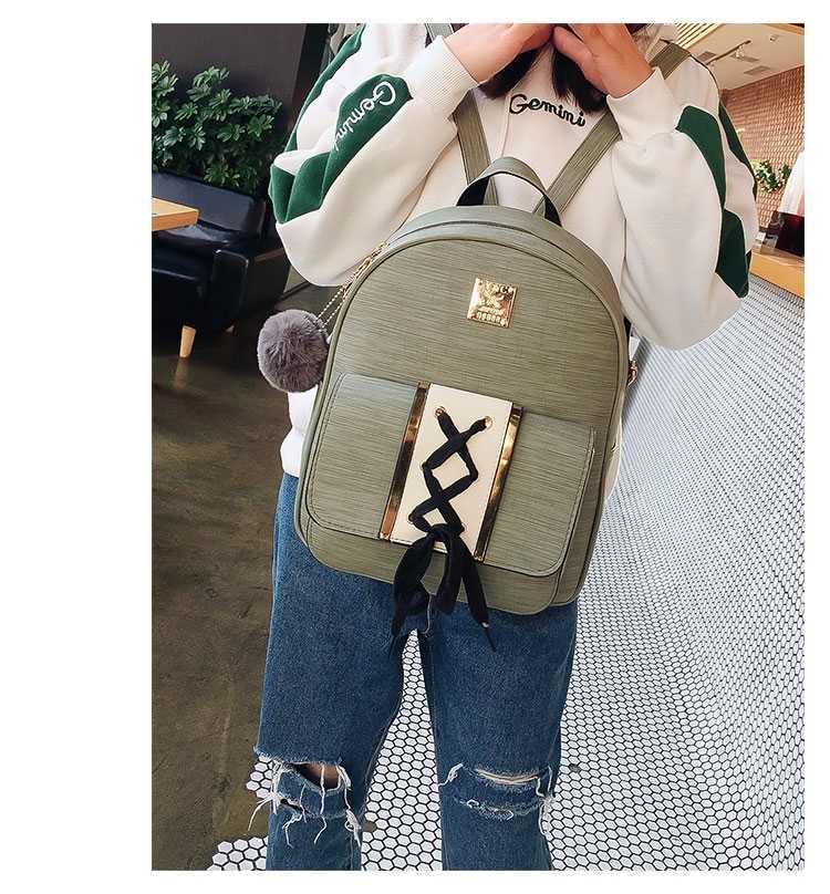 Frau Pu-Leder Einfarbig Preppy-Stil Quadrat Reißverschluss Modischer Rucksack display picture 10