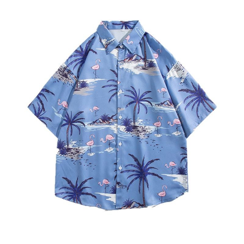Chemise hawaïenne à manches courtes et col rabattu pour homme, coupe ample, style décontracté, idéale pour la plage_voghion.com