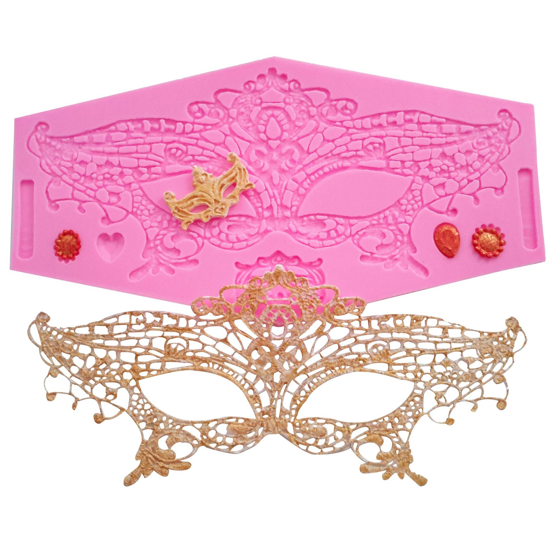 Fondant pastel máscara molde de silicona encaje bola máscara pastel molde DIY chocolate molde de silicona