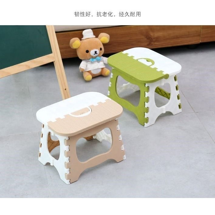 Plastic foldable stool, portable home use, shoe changing stool, thick small stool, adult low stool, comes with cotton cushion, foldable stool