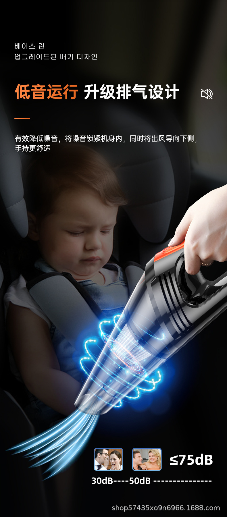 Cross-Border New Model Car and Home 2-in-1 Vacuum Cleaner Portable Small Wired Handheld Car Vacuum Cleaner with Light