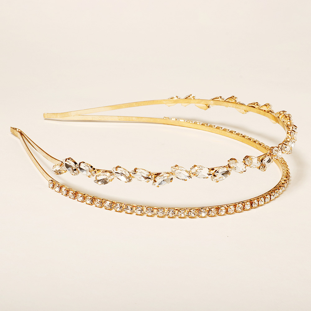 Forest Style Ornament Simple Outing Metal Rhinestone Headband Handmade Double Layer Delicate Girl Headband Temperament Hair Pressing Hairpin display picture 5
